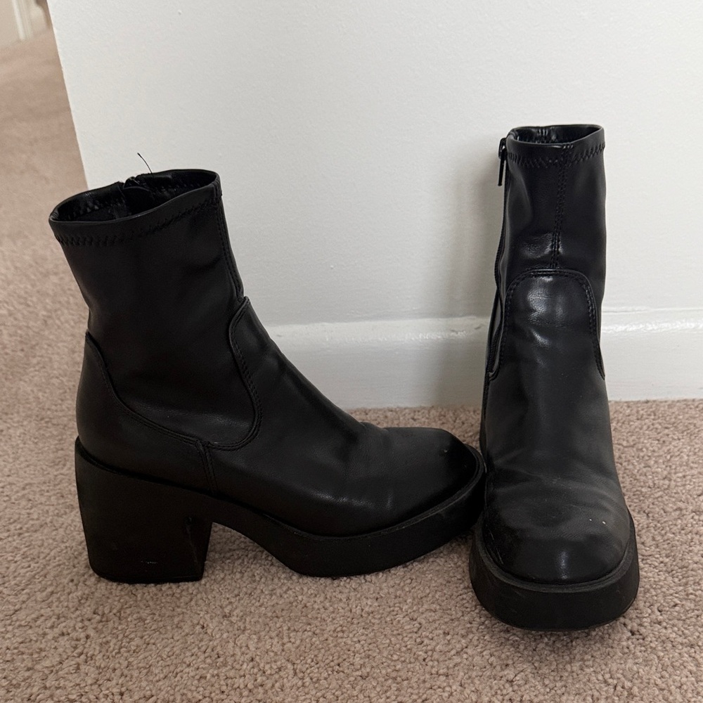 Black Leather Ankle Boots